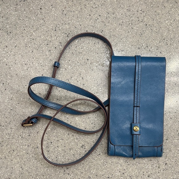 HOBO Blue Leather Crossbody Phone Bag - Picture 1 of 7